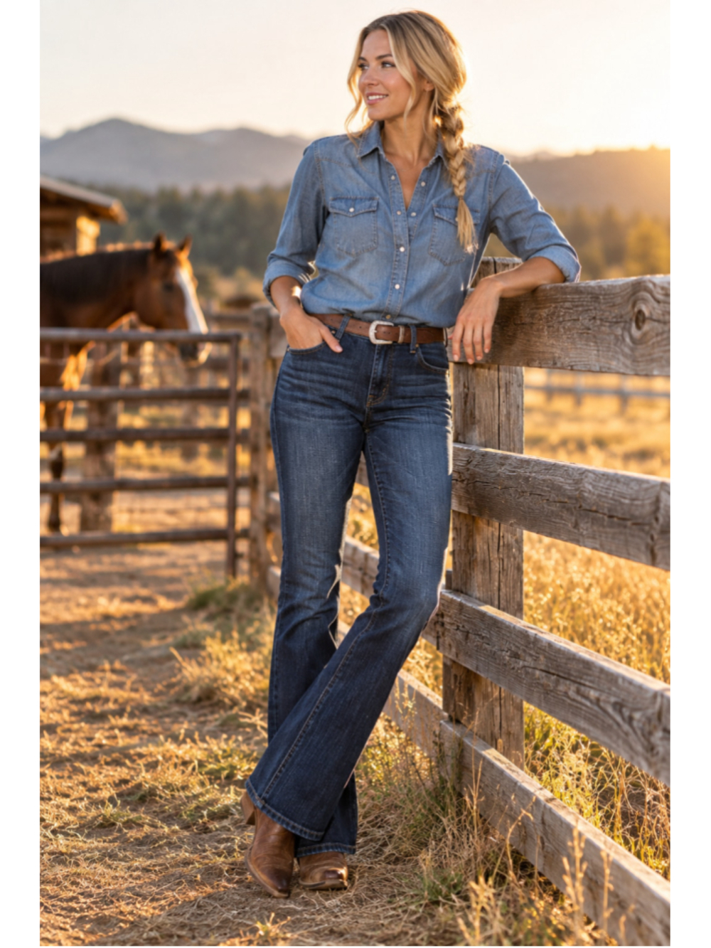 Stetson No. 816 Classic Bootcut Jeans Womens Size 4 Tall Dark Wash Western